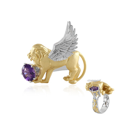 Anello in argento con Ametista Zambiana (Gems en Vogue)