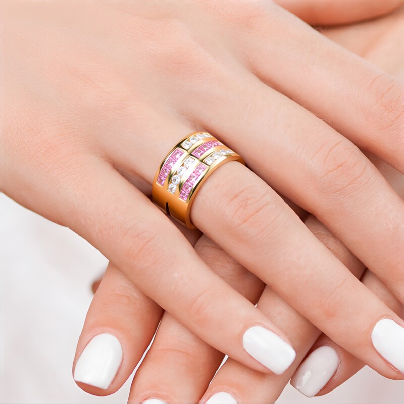 Pinkfarbener Ceylon-Saphir-Goldring (Adela Gold)