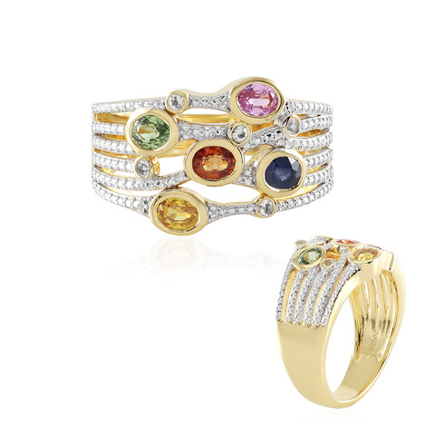 Zilveren ring met een roze saffier