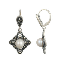 Pendientes en plata con Perla blanca Freshwater