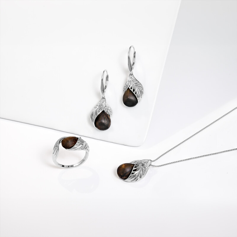 Anillo en plata con Roble palustre (dagen)