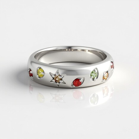 Anello in argento con Zaffiro Fancy