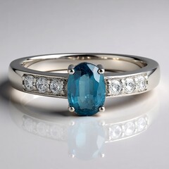 Anello in argento con Cianite Blu Foglia di Tè
