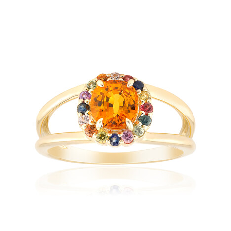 Gouden ring met een Ban Ka Cha oranje Saffier