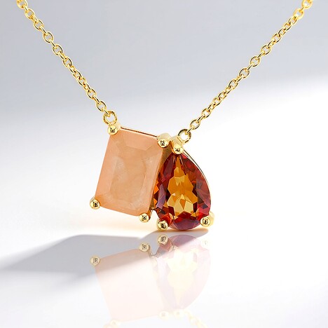 Collana in argento con Quarzo pesca pastello