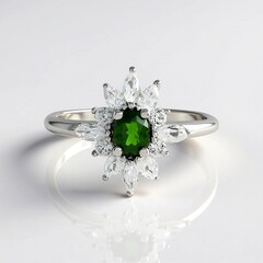 Anello in argento con Diopside Russo