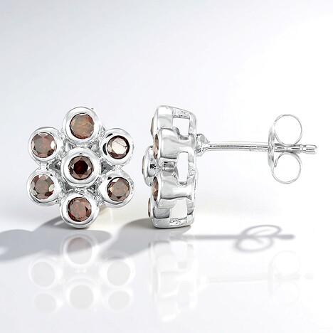 Orecchini in placcati in platino con Diamante Fancy
