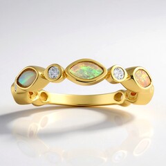 Bague en argent et Opale d'Australie