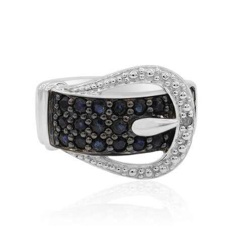 Zilveren ring met blauwe saffieren