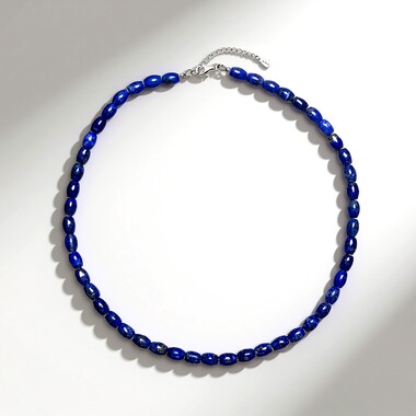 Naszyjnik ze srebra rodowanego - Lapis lazuli