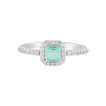 Zilveren ring met een Paraiba kleurige smaragd