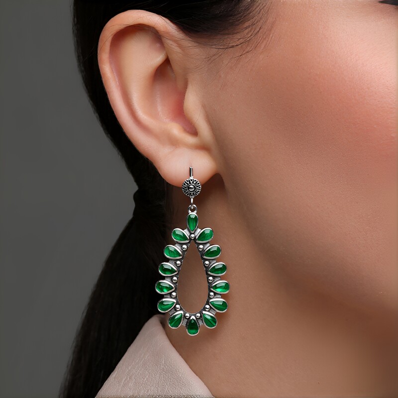 Malachite Silver Earrings (Desert Chic)