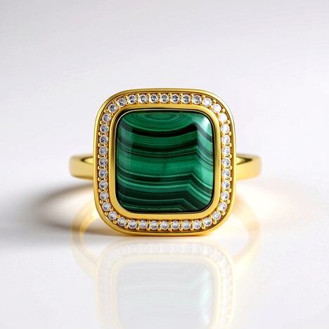 Anello in argento con Malachite (Adela Silber)