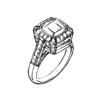 Ring mit Edelstein in einer Zargenfassung
