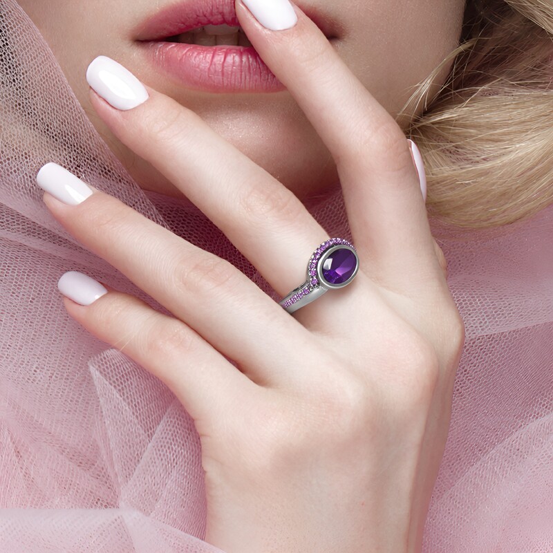 Zilveren ring met een amethist (KM by Juwelo)