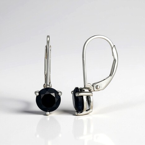 Boucles d'oreilles en argent et Saphir noir