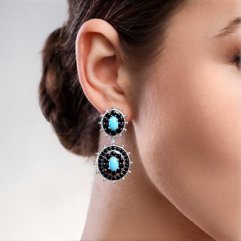 Pendientes en plata con Turquesa bella durmiente (Dallas Prince Designs)