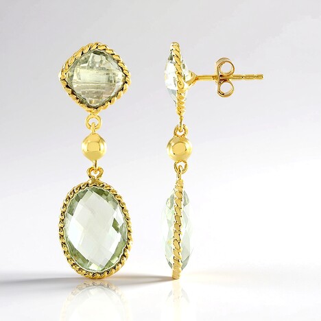 Boucles d'oreilles en argent et Améthyste verte (Faszination Türkis)