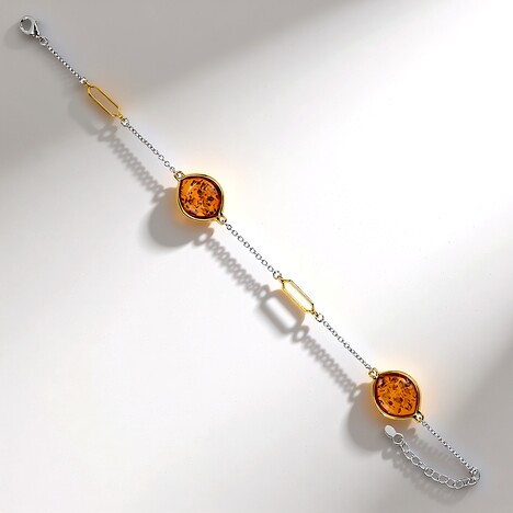 Bracciale in argento con Ambra Baltica Cognac (dagen)