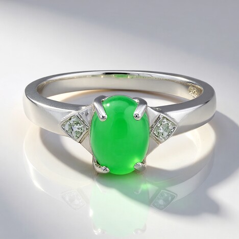 Anello in argento con Crisoprasio Imperiale