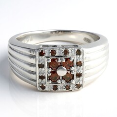 Anello da uomo placcato in platino con Diamante Fancy