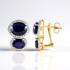 Orecchini in argento con Zaffiro Blu del Madagascar (de Melo Essence)