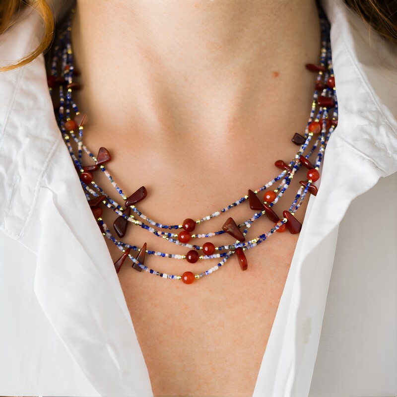 Collana in argento con Agata Lace Rossa (Riya)