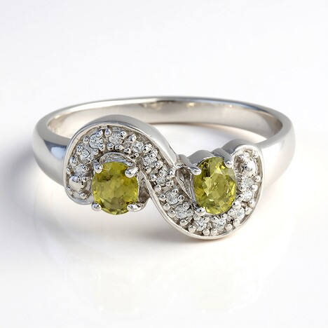 Anello placcato in platino con Tormalina Cuprian