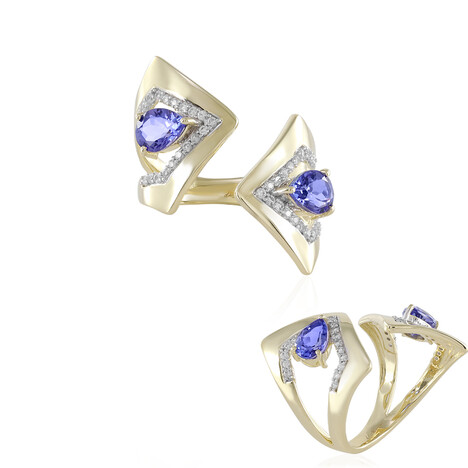 9K AAA Tanzanite Gold Ring (de Melo)