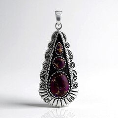 Ciondolo in argento con Turchese Mohave Kingman Viola con Rame (Faszination Türkis)