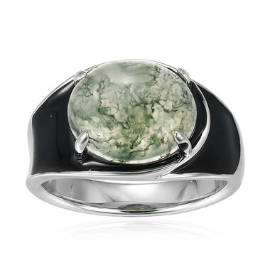 Moss Agate Silver Ring