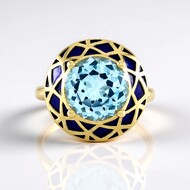 Anillo en plata con Topacio azul cielo