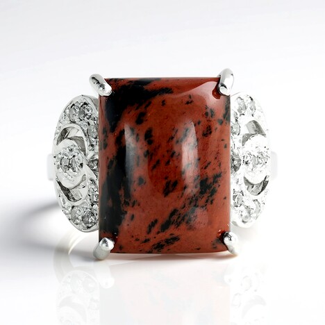 Anello in argento con Ossidiana Mogano