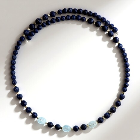 Collana rigida in acciaio con Zaffiro Blu (Riya)