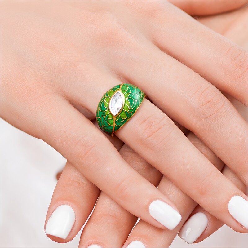 Grüner Amethyst-Silberring (Adela Silber)