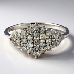 Anello placcato in platino con Diamante Cioccolato