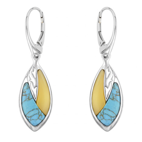 Pendientes en plata con Ámbar báltico Milky (dagen)