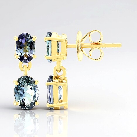 Boucles d'oreilles en or et Tanzanite non chauffée