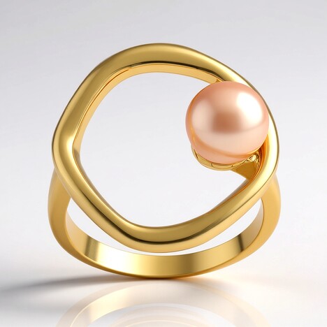 Anello in argento con Perla Ming color Pesca (TPC)