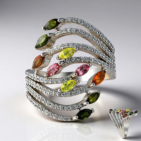 Anello in argento con Tormalina Rosa Brasiliana