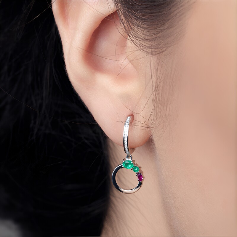 Edelstein-Silberohrringe