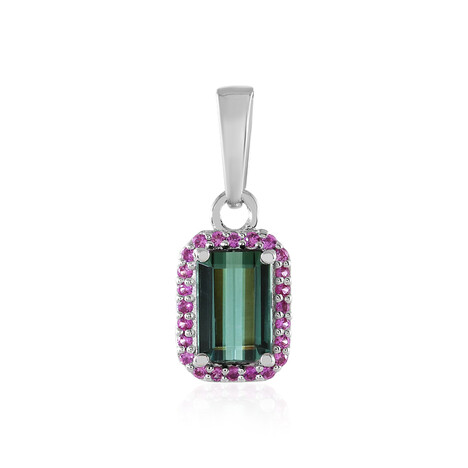 Benedito Green Tourmaline Silver Pendant (Adela Silber)