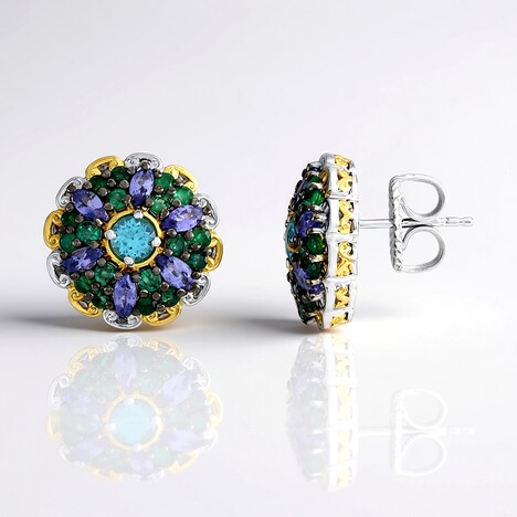 Orecchini in argento con Apatite Paraiba (Gems en Vogue)