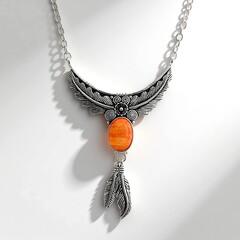 Collana in argento con Conchiglia di Ostrica Spinosa Arancione (Jones Lee)