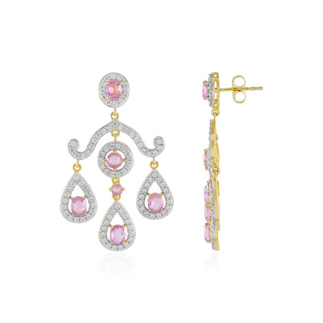 Pinkfarbener Madagaskar-Saphir-Silberohrringe