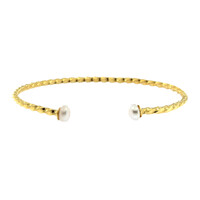 White Freshwater Pearl Silver Bangle (Joias do Paraíso)