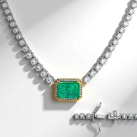 Collana in argento con Smeraldo pozzo D8 (Gems en Vogue)