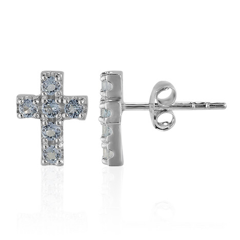 Himmelblauer Topas-Silberohrringe