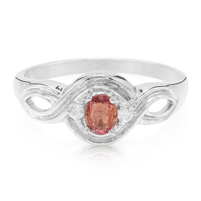 Bague en argent et Saphir Padparadscha