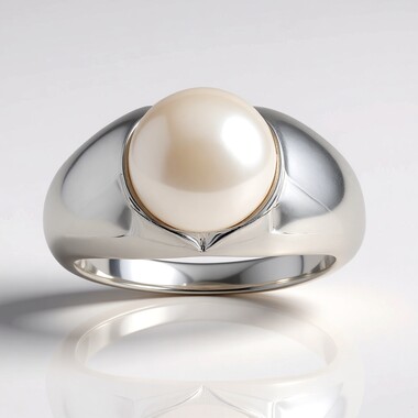 Bague en argent et Perle de culture d'eau douce (TPC)